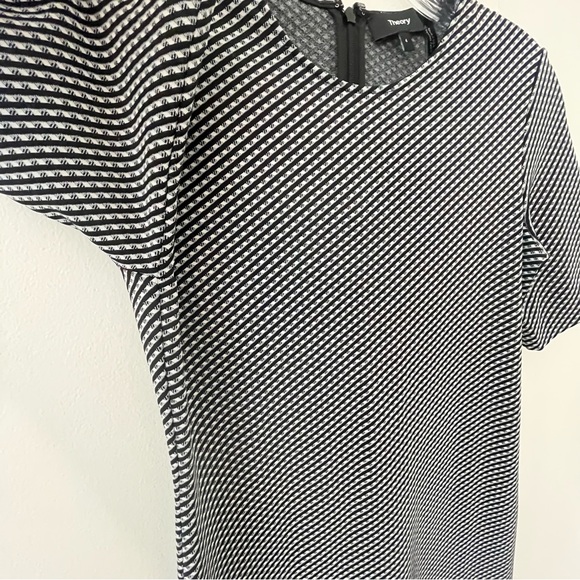 Theory Black White Claymont Rijik Check Stripe Stretch Sheath Dress - Picture 6 of 16